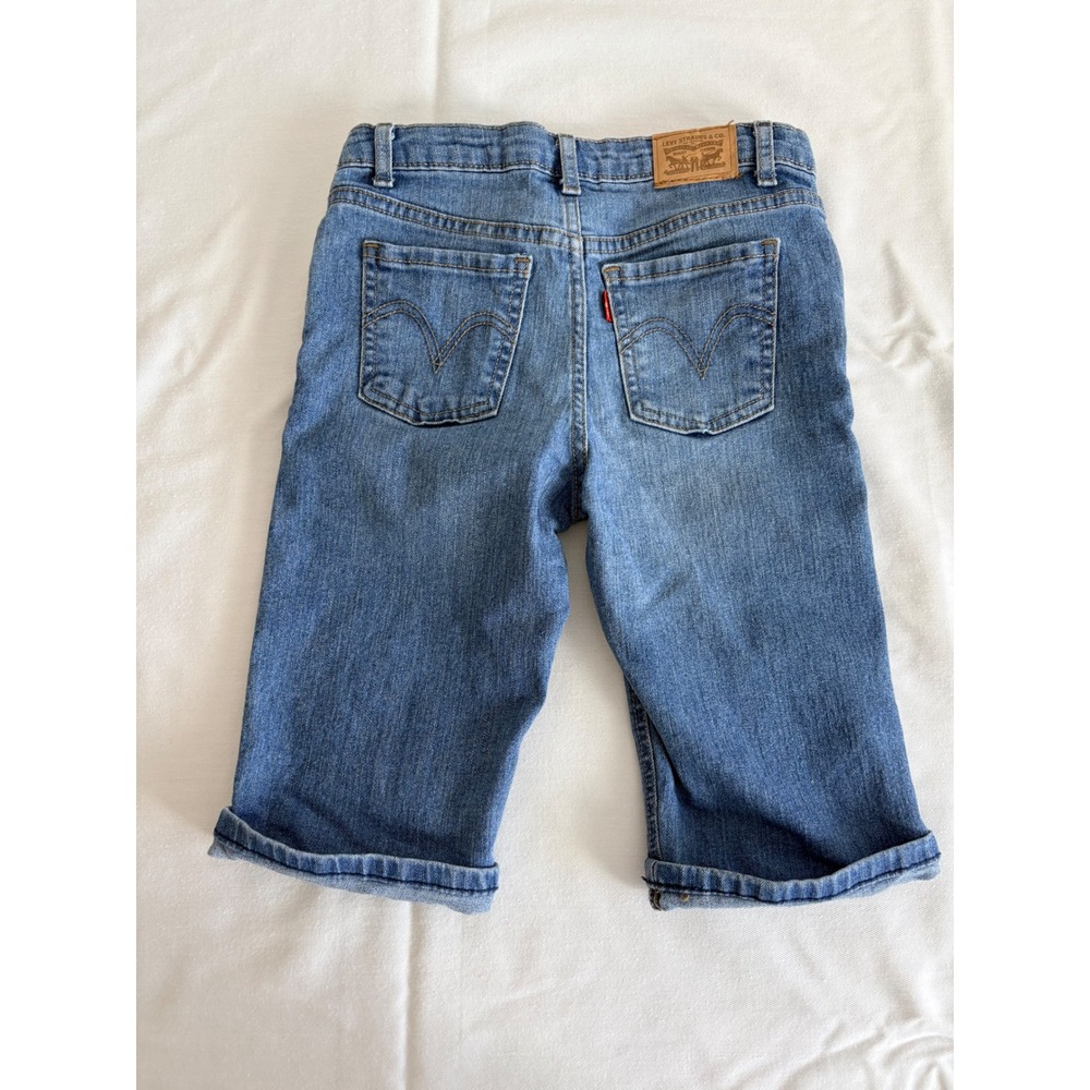 Levi's Bermuda Denim Shorts age 10 Reg Blue Excellent Adjustable Waist‎ Cuffed